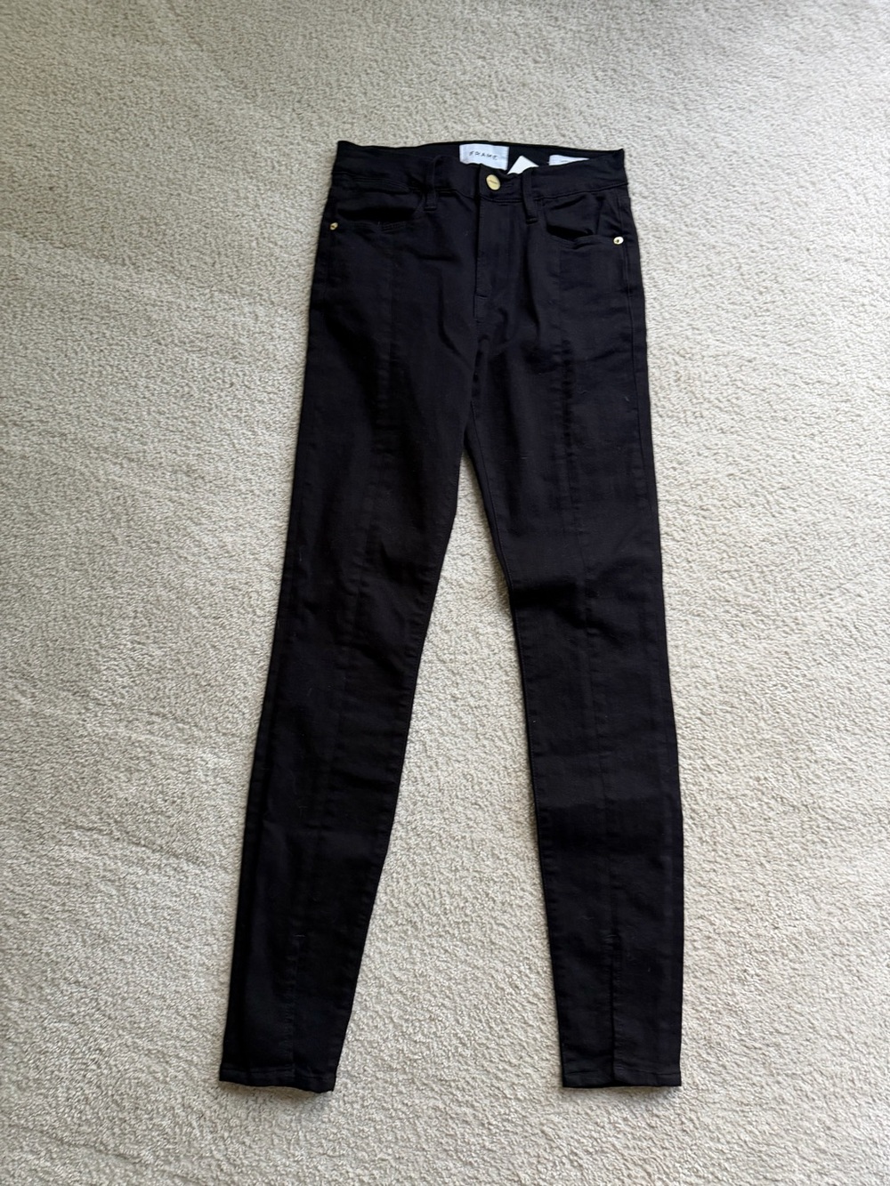 Frame Denim Black High-Rise Skinny Jeans